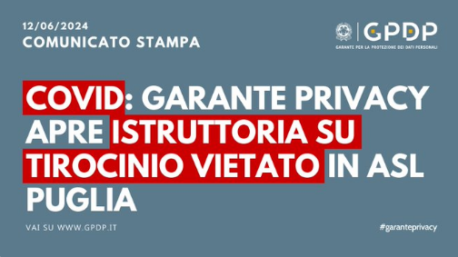 4° dose di vaccino anti Covid: dopo la segnalazione dello “Sportello dei Diritti” il Garante privacy apre istruttoria su Asl Lecce